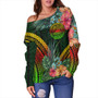 American Samoa Off Shoulder Sweatshirt Polynesian Tropical Style Flower