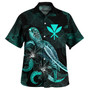 Native Hawaiians Combo Dress And Shirt - Hawaii KÄnaka Maoli With Polynesian Turtle Blooming Hibiscus Turquoise