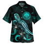 Federated States Of Micronesia Combo Dress And Shirt - Custom FSM Coat Of Arms With Turtle Blooming Hibiscus Turquoise