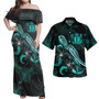New Zealand Combo Dress And Shirt - New Zealand Coat Of Arms With Turtle Blooming Hibiscus Turquoise