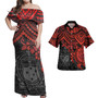 Samoa Combo Dress And Hawaiian Shirt - Polynesian Red Turtle