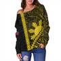 Philippines Off Shoulder Sweatshirt Tribal Polynesian Sun Yellow