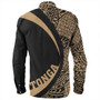 Tonga Long Sleeve Shirt Coat Of Arm Lauhala Gold Ver 2 Circle