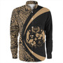 Tonga Long Sleeve Shirt Coat Of Arm Lauhala Gold Ver 2 Circle