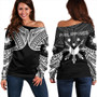 Philippines Off Shoulder Sweatshirt Sun Star Warrior Style White