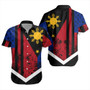 Philippines And American Short Sleeve Shirt Flag Half Concept Brush Style