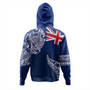 New Zealand Hoodie Aotearoa Maori Tribal Flag With Silver Frern