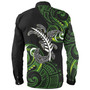 New Zealand Long Sleeve Shirt - Aotearoa Silver Fern Maori Patterns