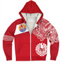 Polynesian Sherpa Hoodie French Polynesia Flag With Coat Of Arms