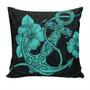 Hawaii Pillow Cover Anchor Poly Tribal Turquoise