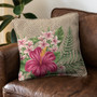 Hawaii Pillow Cover Hibiscus Plumeria Palm Leaves Lauhala Background Polynesian