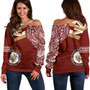 Hawaii Off Shoulder Sweatshirt James B. Castle High School With Crest Style