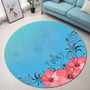 Hawaii Round Rug Hibiscus Flower Red