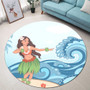 Hawaii Round Rug Hula Dance Cartoon