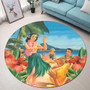 Hawaii Round Rug Hula Dance On Beach