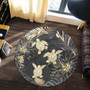 Hawaii Round Rug Kanaka Maoli Golden Tropical Turtle