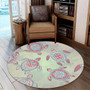 Hawaii Round Rug Turtle Colorful Hibiscus Background