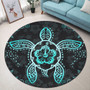 Hawaii Round Rug Turtle Hibiscus Blue