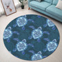 Hawaii Round Rug Turtle Plumeria Blue