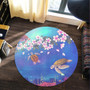 Hawaii Round Rug Turtle Plumeria Ocean