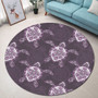 Hawaii Round Rug Turtle Plumeria Violet