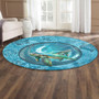 Hawaii Round Rug Whirlpool Turtle Polynesian