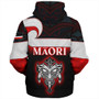 New Zealand Sherpa Hoodie - Maori Face And Flag Patterns