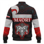 New Zealand Baseball Jacket - Maori Face And Flag Patterns