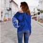 Philippines Off Shoulder Sweatshirt Tribal Sun In My Heart Blue Style