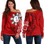 Philippines Off Shoulder Sweatshirt Tribal Sun In My Heart Red Style