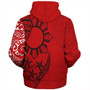 Philippines Sherpa Hoodie Tribal Sun In My Heart Red Style