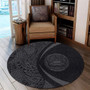 American Samoa Round Rug Lauhala Gray Circle Style