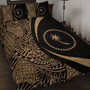 Chuuk Quilt Bed Set Lauhala Gold Circle Style