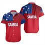 Samoa Short Sleeve Shirt - Samoa Flag Color With Traditional Patterns