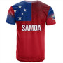 Samoa T-Shirt - Samoa Flag Color With Traditional Patterns