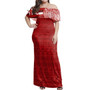 Hawaii Woman Off Shoulder Long Dress Kalani High School With Crest Style