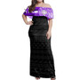 Hawaii Woman Off Shoulder Long Dress Ni'ihau High and Elementary School With Crest Style