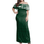 Hawaii Woman Off Shoulder Long Dress Pahoa High and Intermediate School With Crest Style