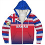 Hawaii Sherpa Hoodie - Hawaii Flag Color With Traditional Patterns