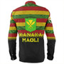 Hawaii Long Sleeve Shirt - Kanaka Maoli Flag Color With Traditional Patterns