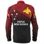 Papua New Guinea Long Sleeve Shirt - PNG Flag Color With Traditional Patterns