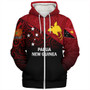 Papua New Guinea Sherpa Hoodie - PNG Flag Color With Traditional Patterns