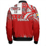 Tonga Bomber Jacket - Tonga Flag Color With Traditional Patterns