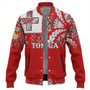 Tonga Baseball Jacket - Tonga Flag Color With Traditional Patterns