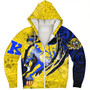 Hawaii Sherpa Hoodie Custom Henry J. Kaiser High School Super Cougar Arm Sleeve Polynesian Tattoo