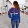 Guam Off Shoulder Sweatshirt - Flag Color With Traditional Patterns