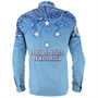 Federated States Of Micronesia Long Sleeve Shirt - Flag Color With Traditional Patterns