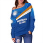 Marshall Islands Off Shoulder Sweatshirt - Flag Color With Traditional Patterns