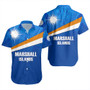 Marshall Islands Short Sleeve Shirt - Flag Color With Traditional Patterns