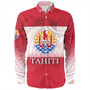 Tahiti Long Sleeve Shirt - Flag Color With Traditional Patterns